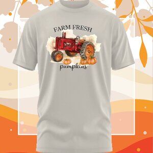 NEW Comfort Colors Medium Farm Fresh Pumpkins Tractor Fall Shirt